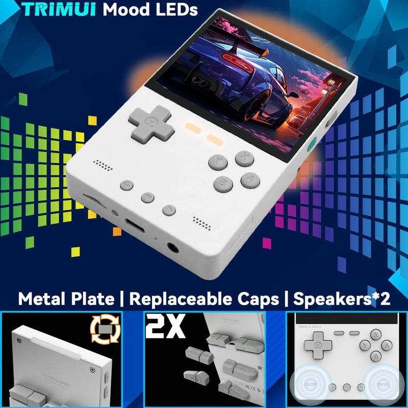 FINGEREVO Trimui Brick Handheld Game Console 3.2-inch 1024 * 768 IPS Screen 3000mAh Trimui-brick Opensource System with Portable Case and Screen Protector White - Image 4